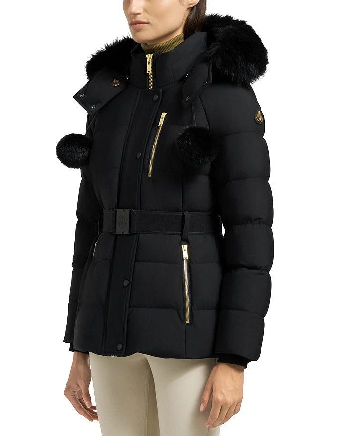 Moose Knuckles Gold Cambria Shearling Trim Down Jacket