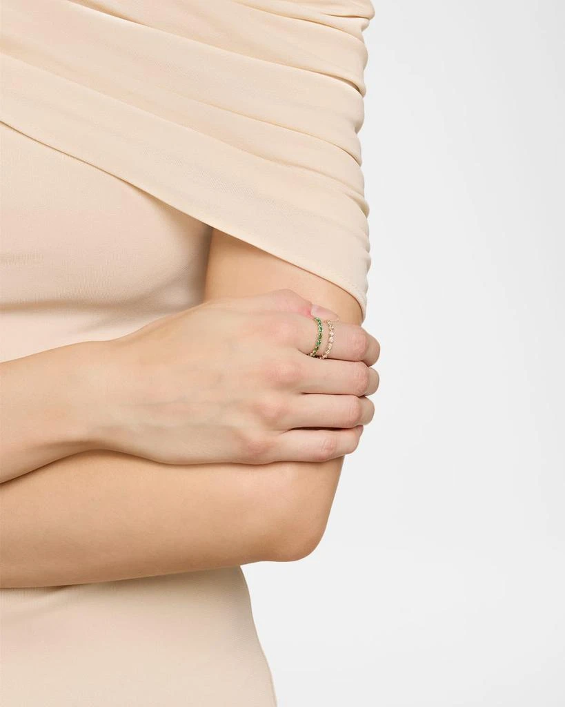 LANA Green Emerald and Pear Diamond Double Band Ring, Size 6 2