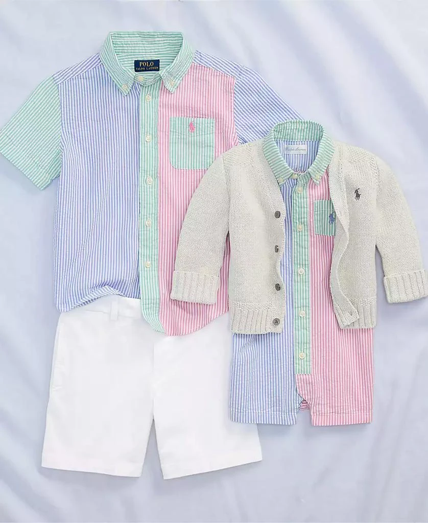 Ralph Lauren Baby Boys Color-Blocked Seersucker Shortall 3