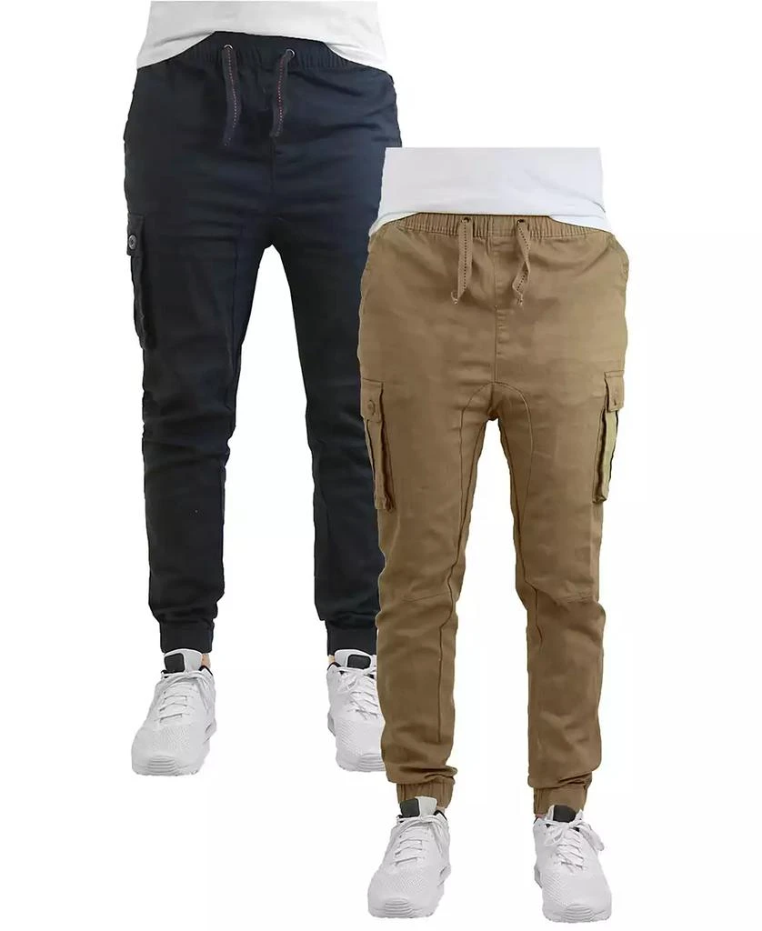 Galaxy By Harvic Men's Cotton Stretch Twill Cargo Joggers, Pack of 2 8