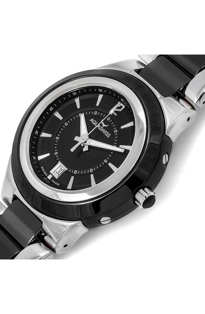 AQS Unisex C91 M Ceramic Strap Watch, 45mm