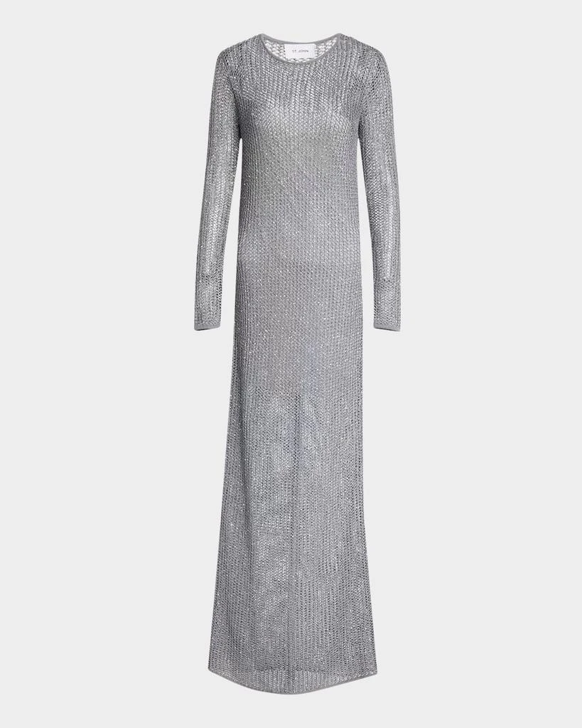 Sequin Mesh Knit Long-Sleeve Gown With Slip  On Sale Now with Up to 71%  Off | Discover Exclusive Deals & Savings at BeyondStyle  Authentic St.  John dresses|women|gowns|women's clothing|Women with Limited-Time