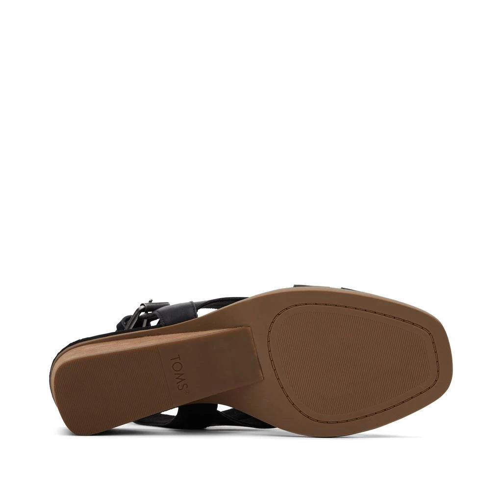 TOMS Shoes Gracie Black Leather Wedge Sandal 5