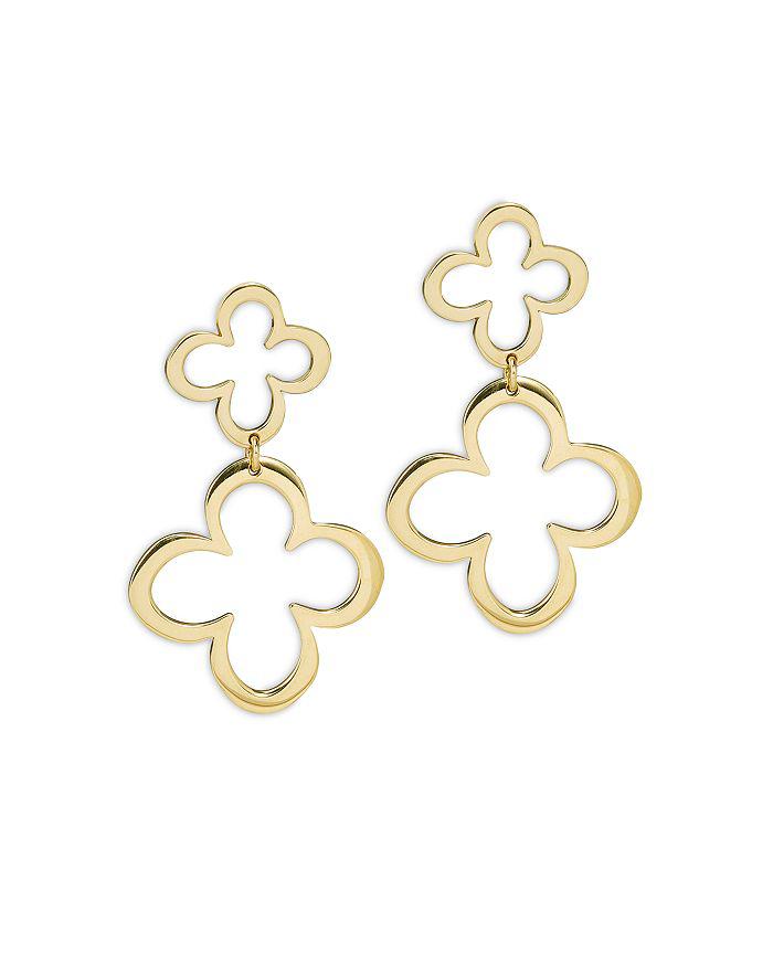 L. Klein 18K Yellow Gold Fiore Openwork Flower Drop Earrings