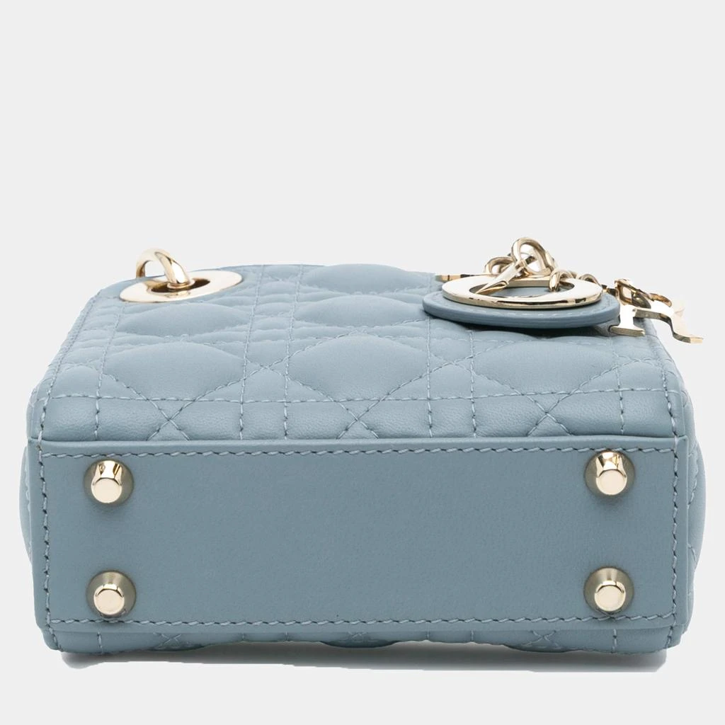 Dior Dior Light Blue Lambskin Leather Micro Cannage Lady Dior Shoulder Bag 3