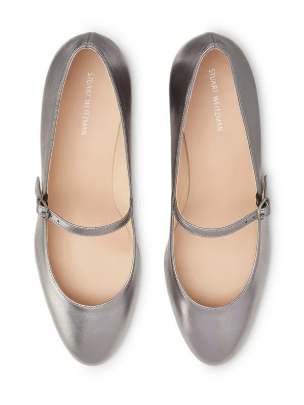 Stuart Weitzman 45MM Gabby Block Heel Leather Mary Jane Pumps 2