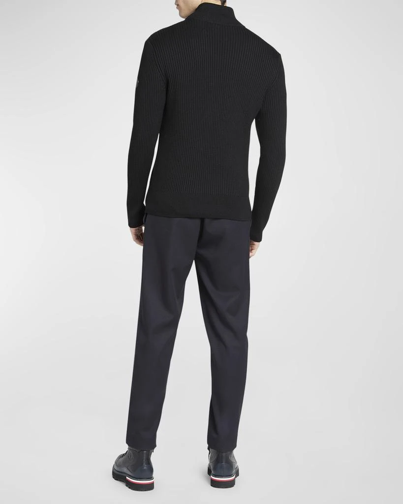 Moncler Men's Ribbed Cardigan with Leather Trim 3