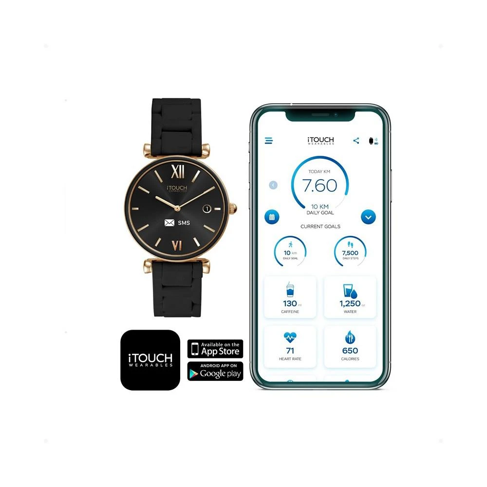 iTouch Connected Women's Hybrid Smartwatch Fitness Tracker: Gold Case with Black Metal Strap 38mm 7