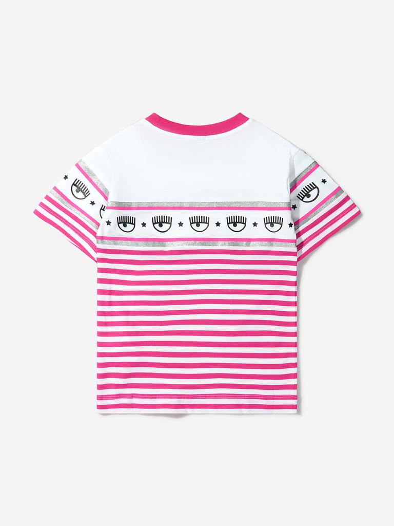 Chiara Ferragni Chiara Ferragni Girls Cotton Jersey Striped Logo T-Shirt