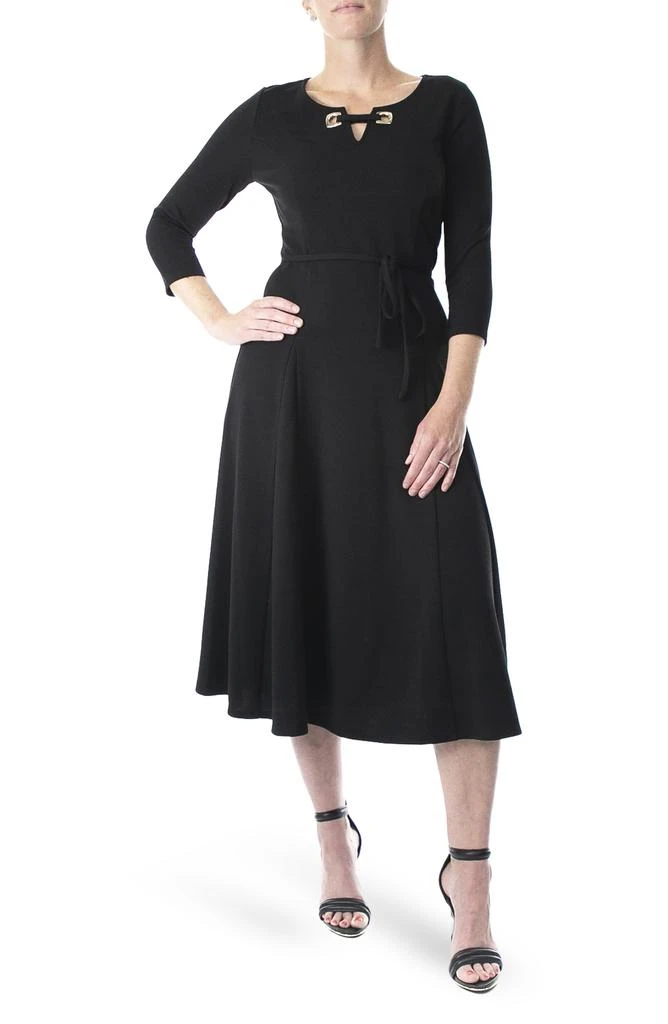 Nina Leonard Sylvia Grommet Split Neck Tea Dress 1