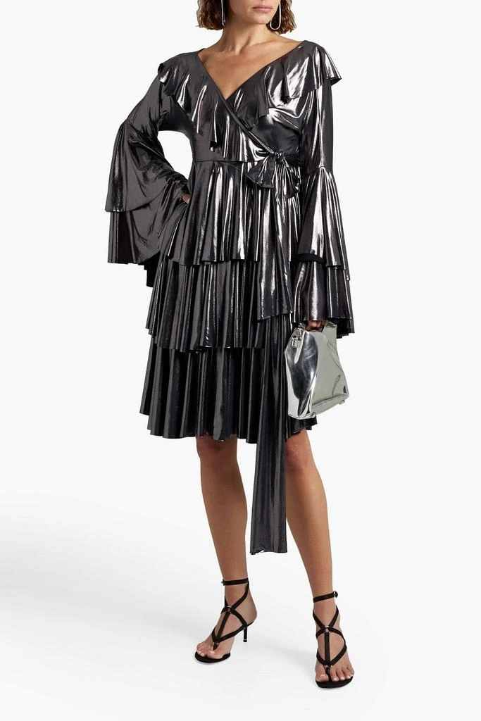 Norma Kamali Ruffled metallic jersey wrap-dress 2