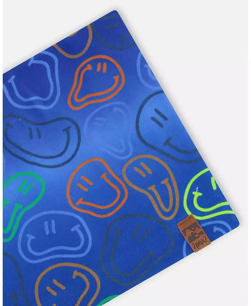 Deux par Deux Baby Boys Stretch Jersey Neck Tube Blue Printed Smileys 4