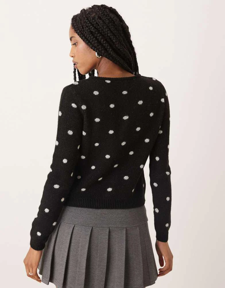 ASOS ASOS DESIGN neat fit cardigan in polka dot in mono 3