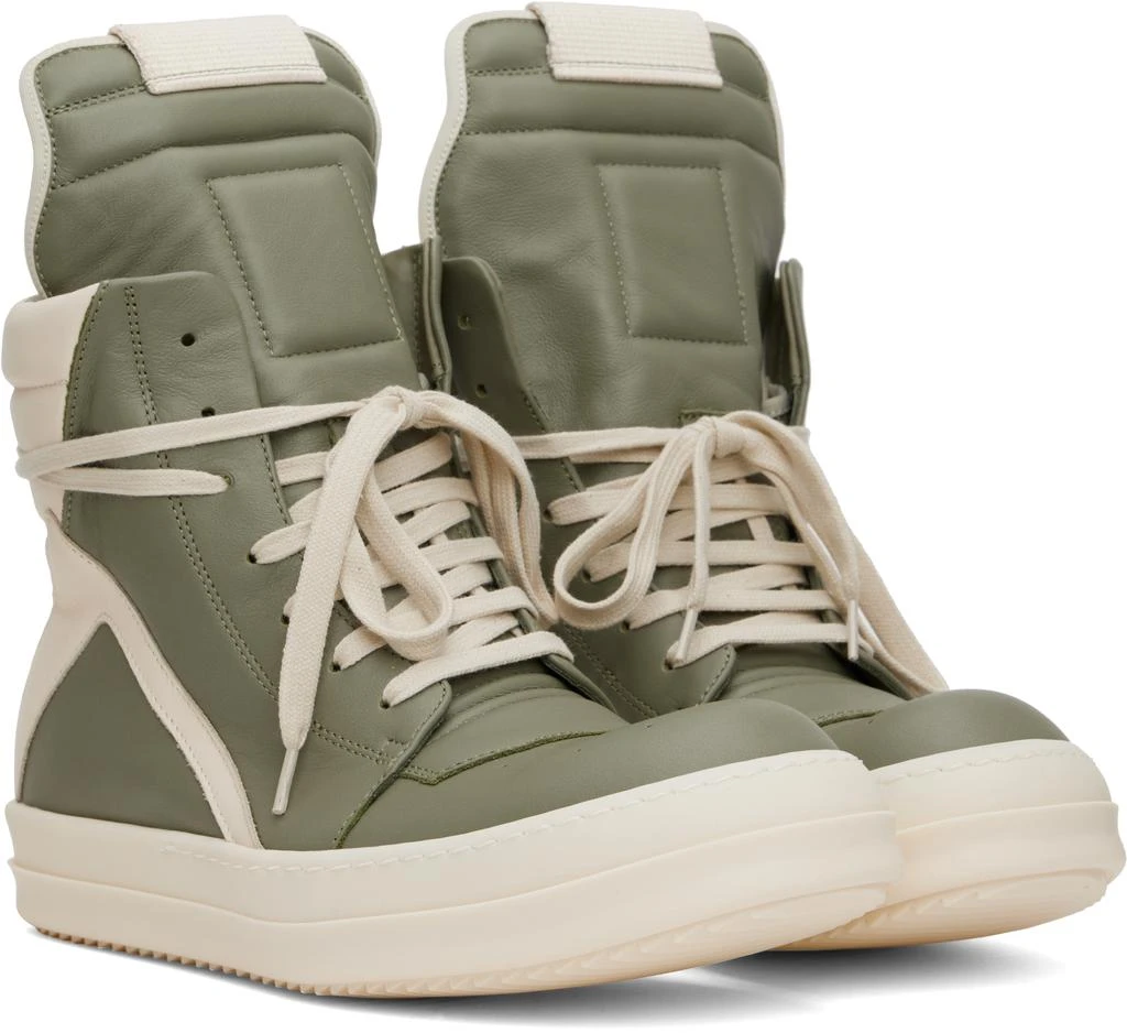 Rick Owens Green & Off-White Hollywood Geobasket Sneakers 4
