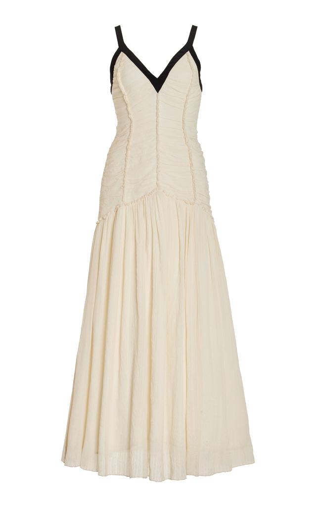 Sea Sea - Tatum Ruched Drop-Waist Silk-Blend Maxi Dress - Ivory - US 2 - Moda Operandi