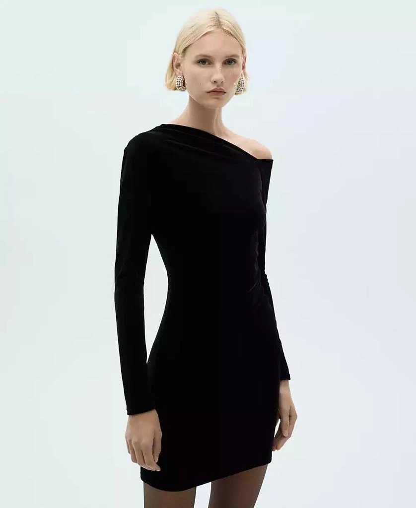 asymmetrical velvet dress Asymmetrical Velvet Gown with Sequin Embellishment – Montania Shop