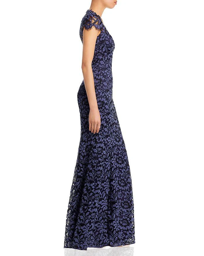 Eliza J Scalloped-Edge Lace Gown - Exclusive - Navy - 0 Eliza J Scalloped-Edge Lace Gown - Exclusive - Navy - 0