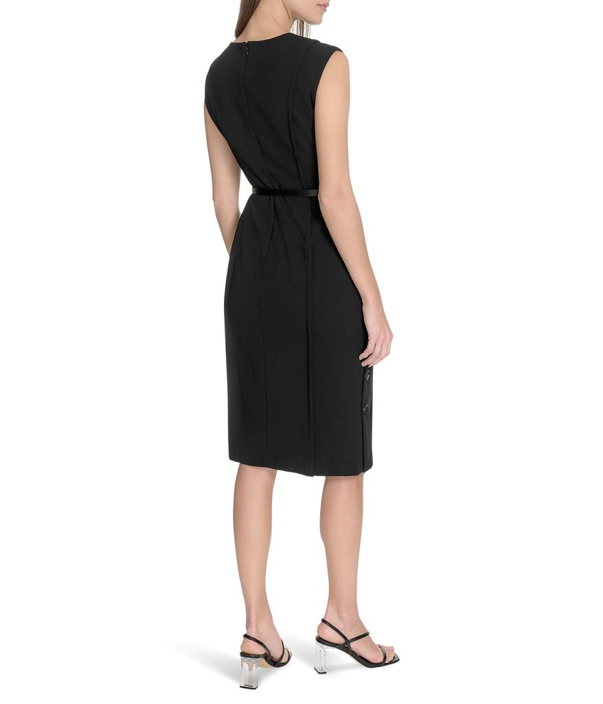 Calvin Klein Solid Scuba Crepe V-neck Sheath