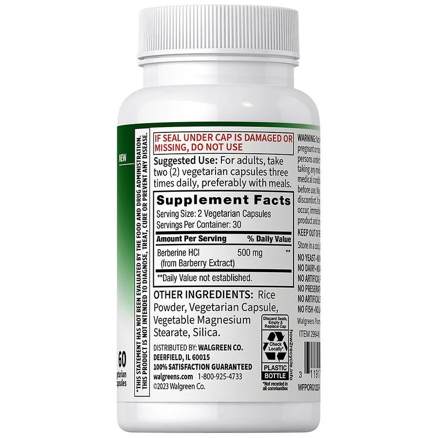 Walgreens Free & Pure Berberine HCI Capsules 3