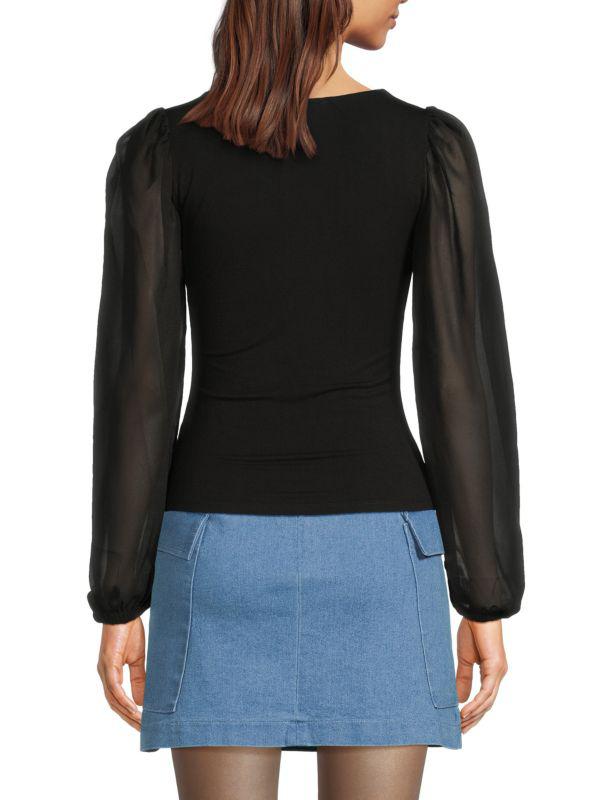 Lea & Viola Sheer Sleeve Top