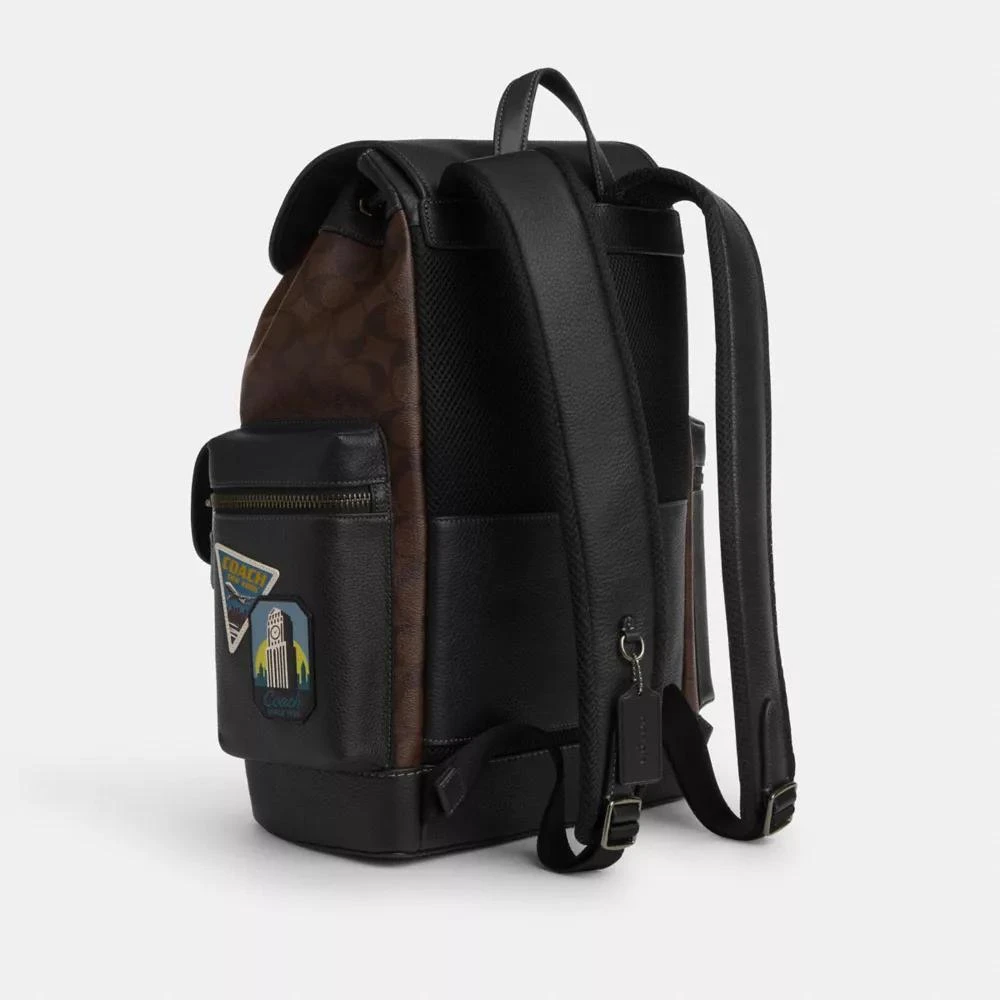 Coach Sprint Backpack In Signature Canvas With Travel Patches 3