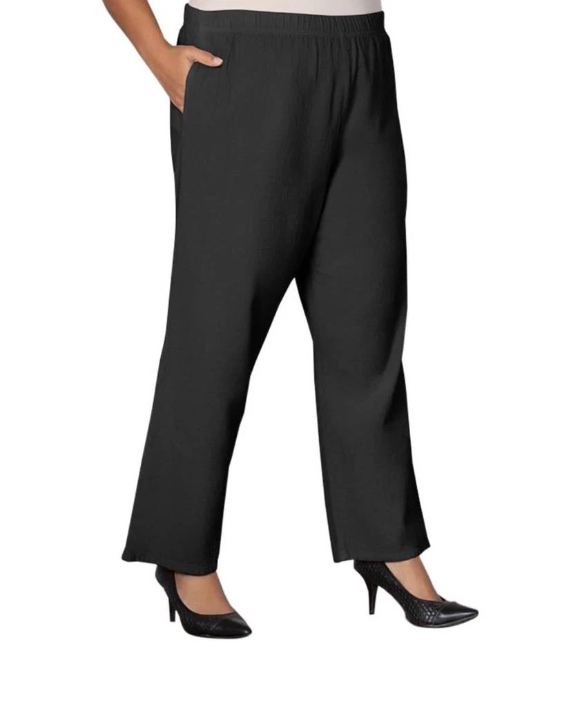 On The Plus Side Wide Leg Crinkle Cotton Pants - Plus 1