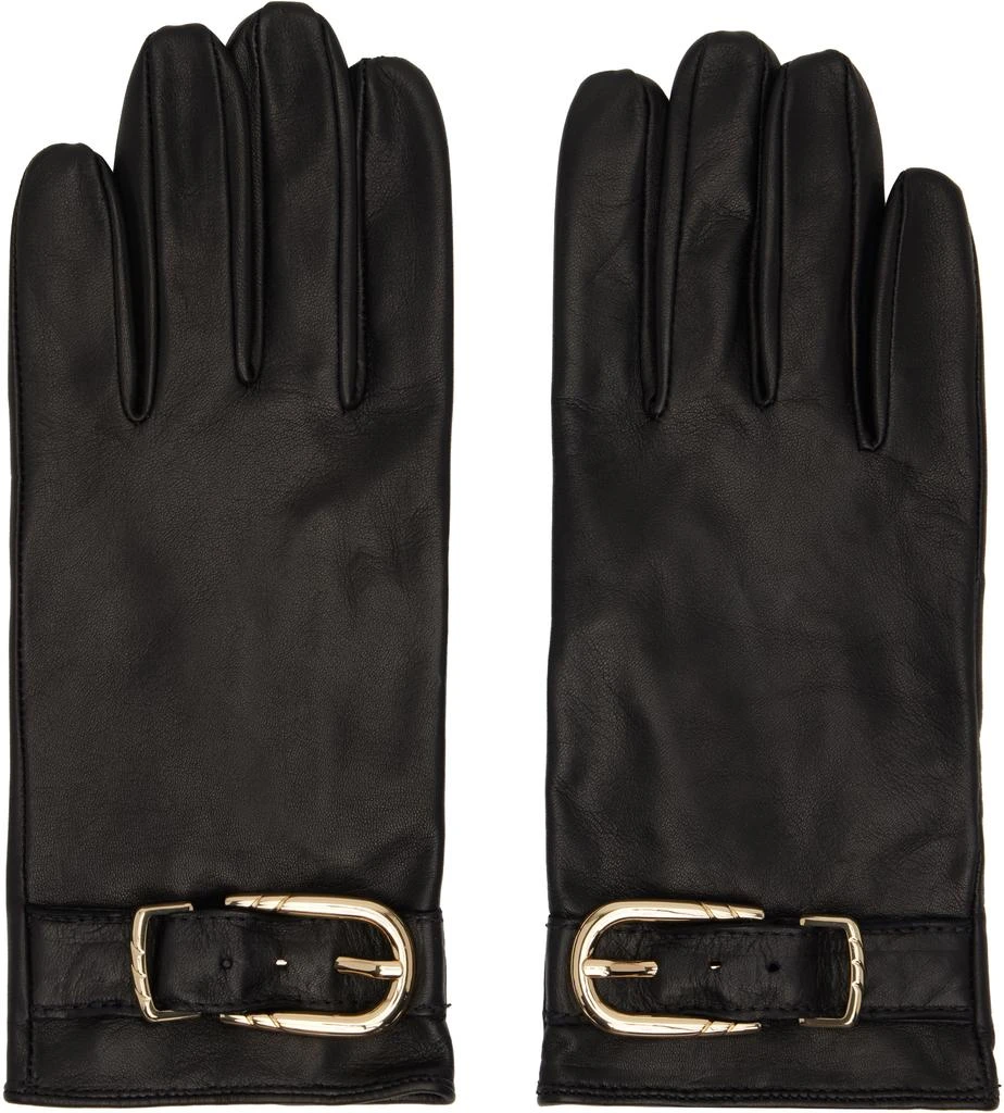 Ernest W. Baker Black Leather Buckle Gloves