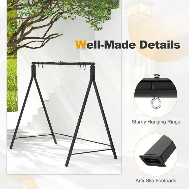 Hivvago Black Metal Swing Stand A-Frame for Patio Hammock Outdoor Garden Porch Base 5