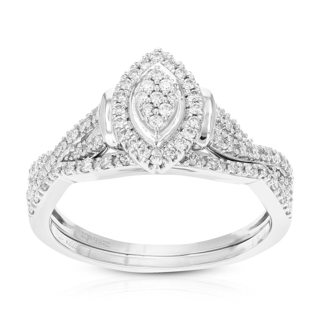 Vir Jewels 2/5 cttw Round Lab Grown Diamond Bridal Set .925 Sterling Silver Prong Set