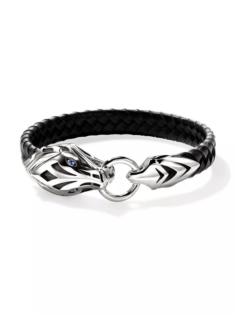 John Hardy Naga Sterling Silver, Leather & Blue Sapphire Bracelet 1