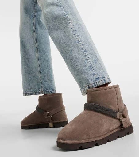 Brunello Cucinelli Monili shearling-lined suede boots 4
