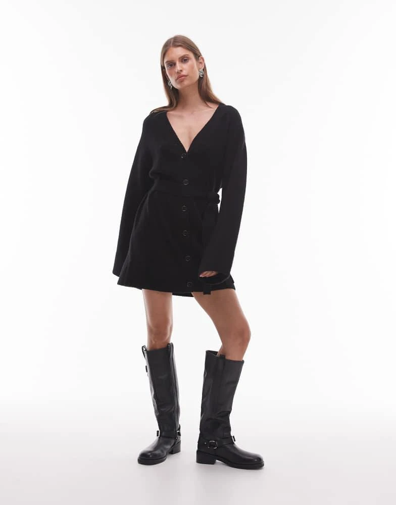 Shop & Other Stories knitted cardigan mini dress with belt in black on Sale  at BeyondStyle  Get 11% Off & Other Stories knitted cardigan mini dress  with belt in black with