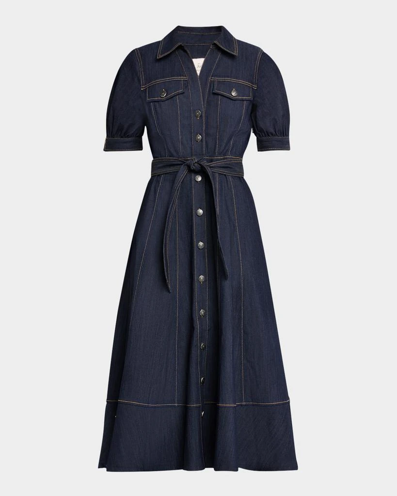 Cinq a Sept Suzie Denim Puff-Sleeve Midi Dress 1