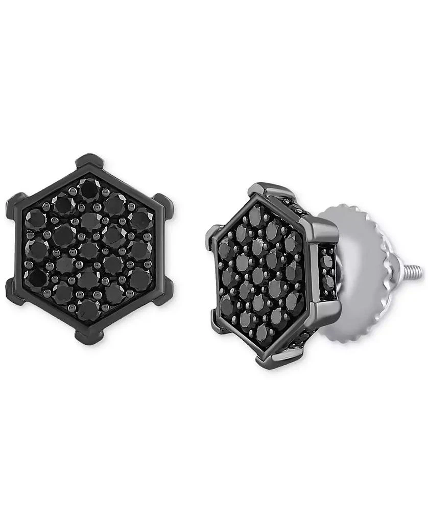 Macy's Men's Black Diamond Hexagon Cluster Screw Back Stud Earrings (1 ct. t.w.) 4
