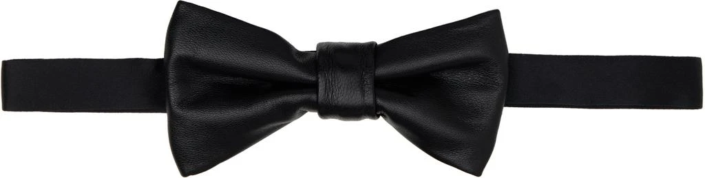 Ernest W. Baker Black Leather Bow Tie