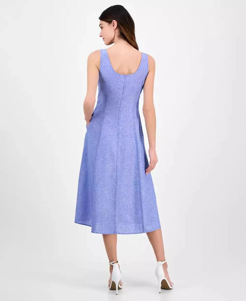Anne Klein Women's Linen Blend Sleeveless Button-Front A-Line Dress 5