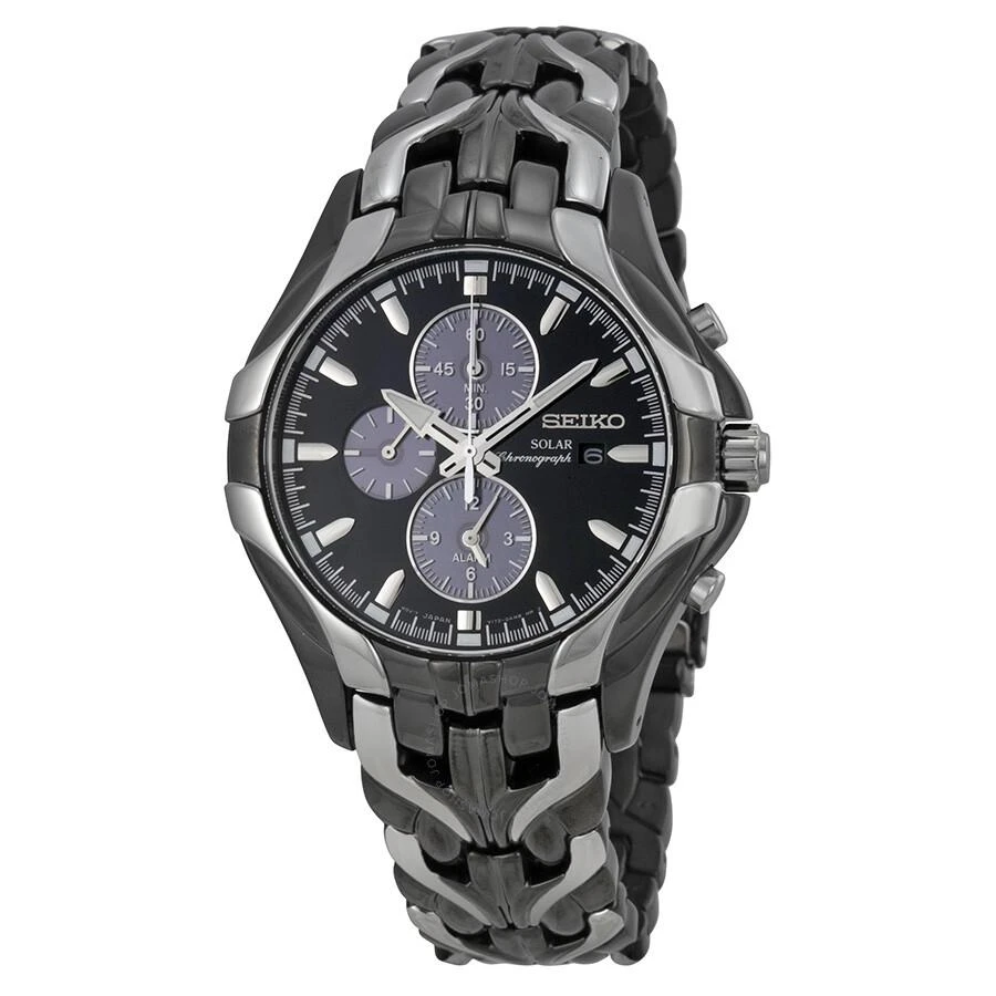 Seiko Solar Chronograph Black Dial Stainless Steel Men's Watch SSC139 1
