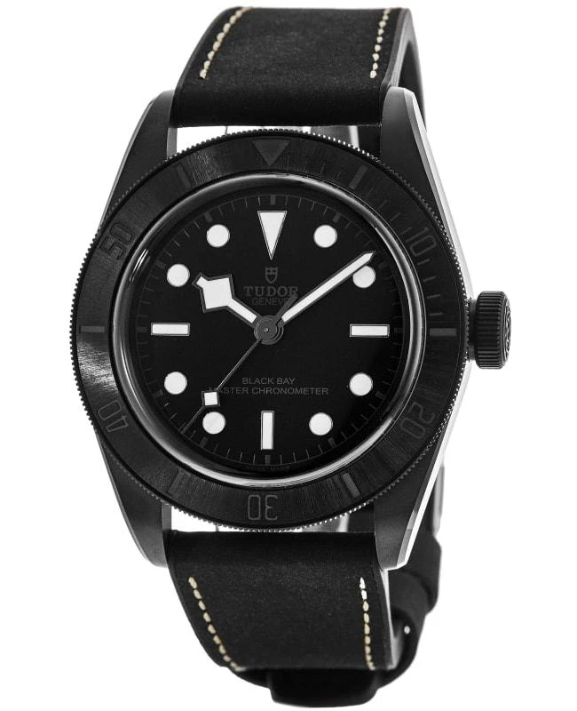 Tudor Black Bay 41 Automatic Black Ceramic Leather Strap Men&apos