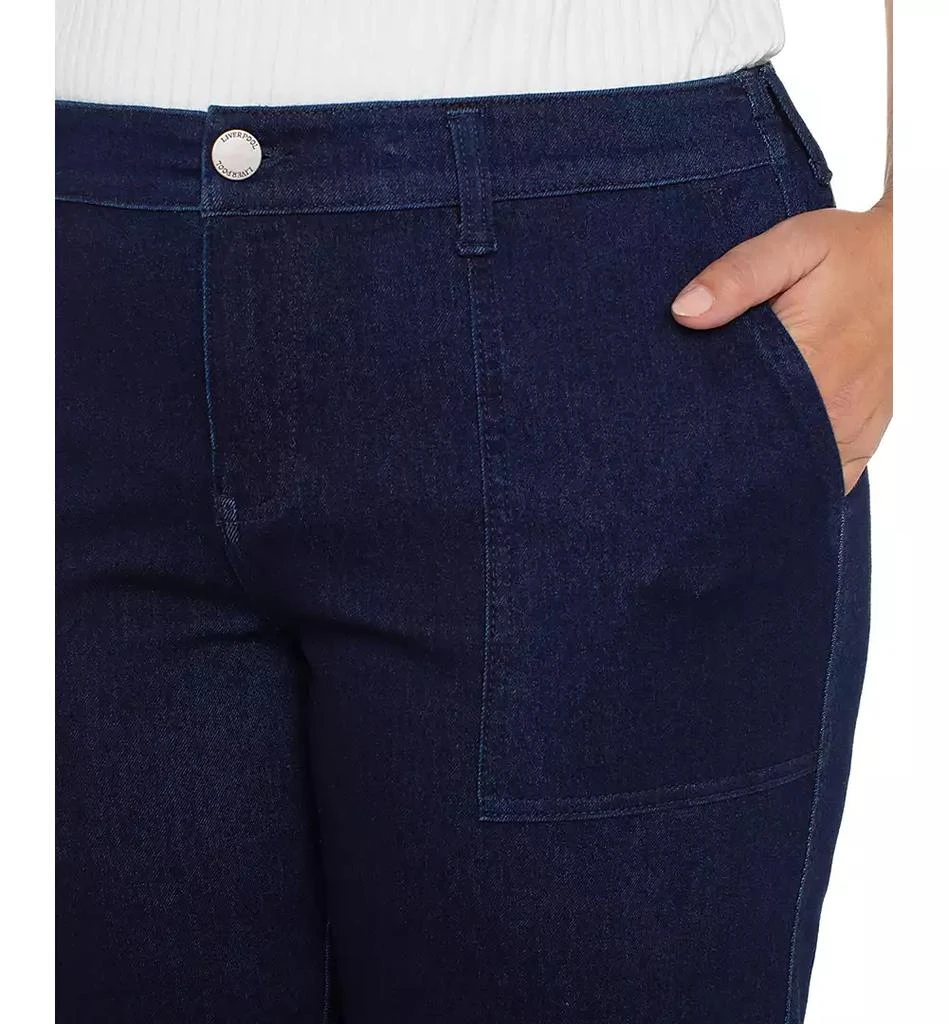 Liverpool Liverpool Plus Size Cropped Wide-Leg Denim Cargo Pants 4