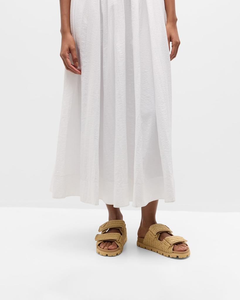 Prada Fussbett Raffia Dual Buckle Slide Sandals