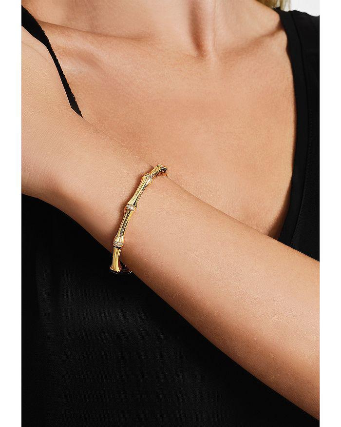 Anabel Aram Sculpted Bamboo Hinged Bangle Bracelet in 18K Gold Plated