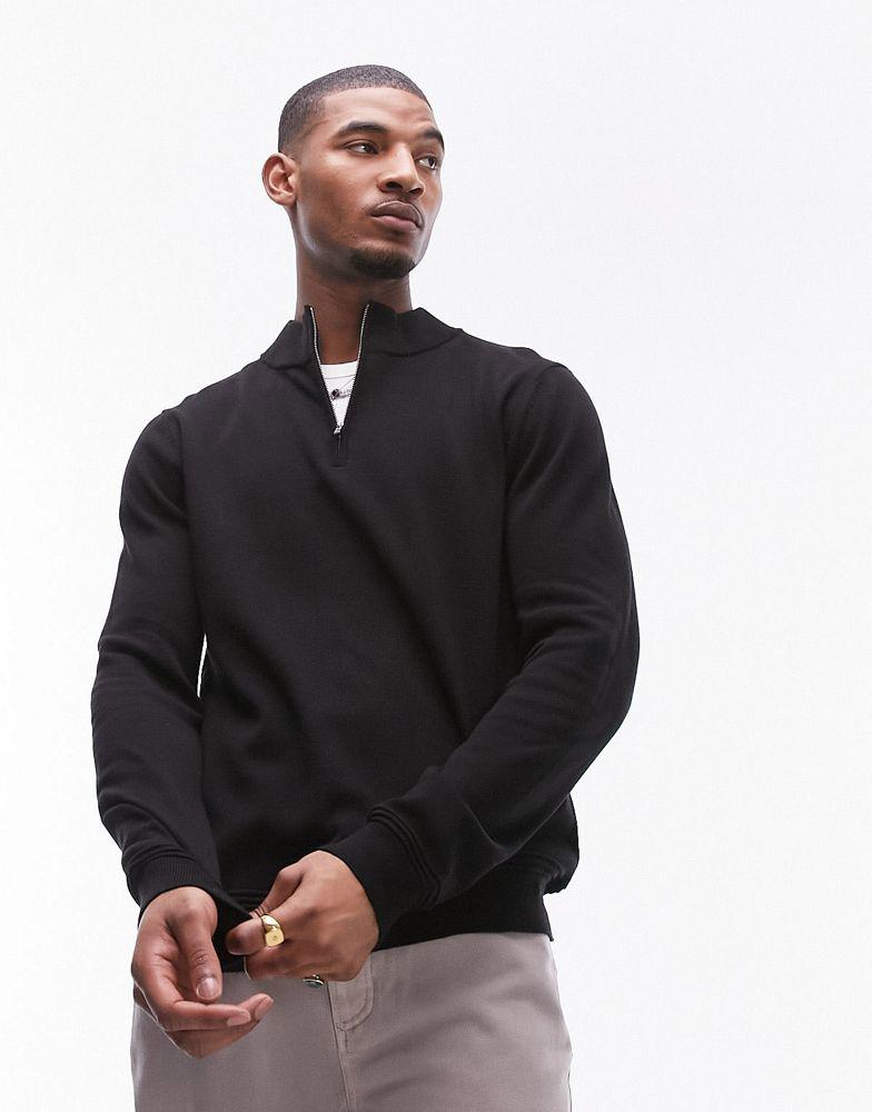 Topman Topman essentials 1/4 zip in black