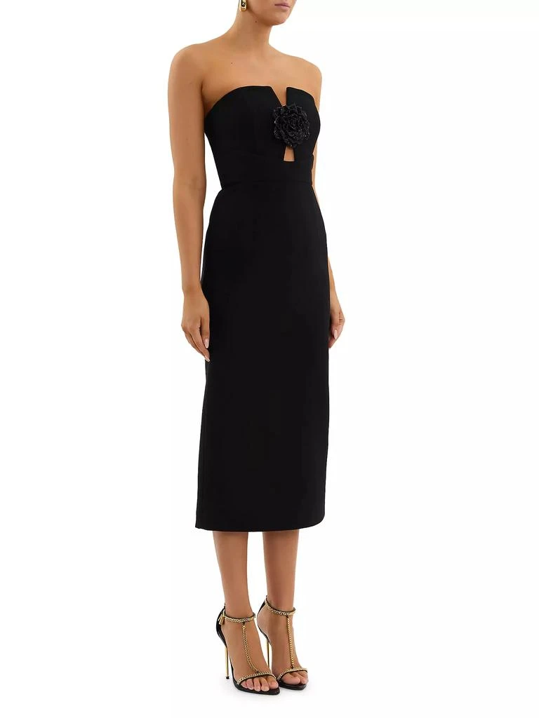 REBECCA VALLANCE Aubree Embellished Rosette Strapless Midi-Dress 3