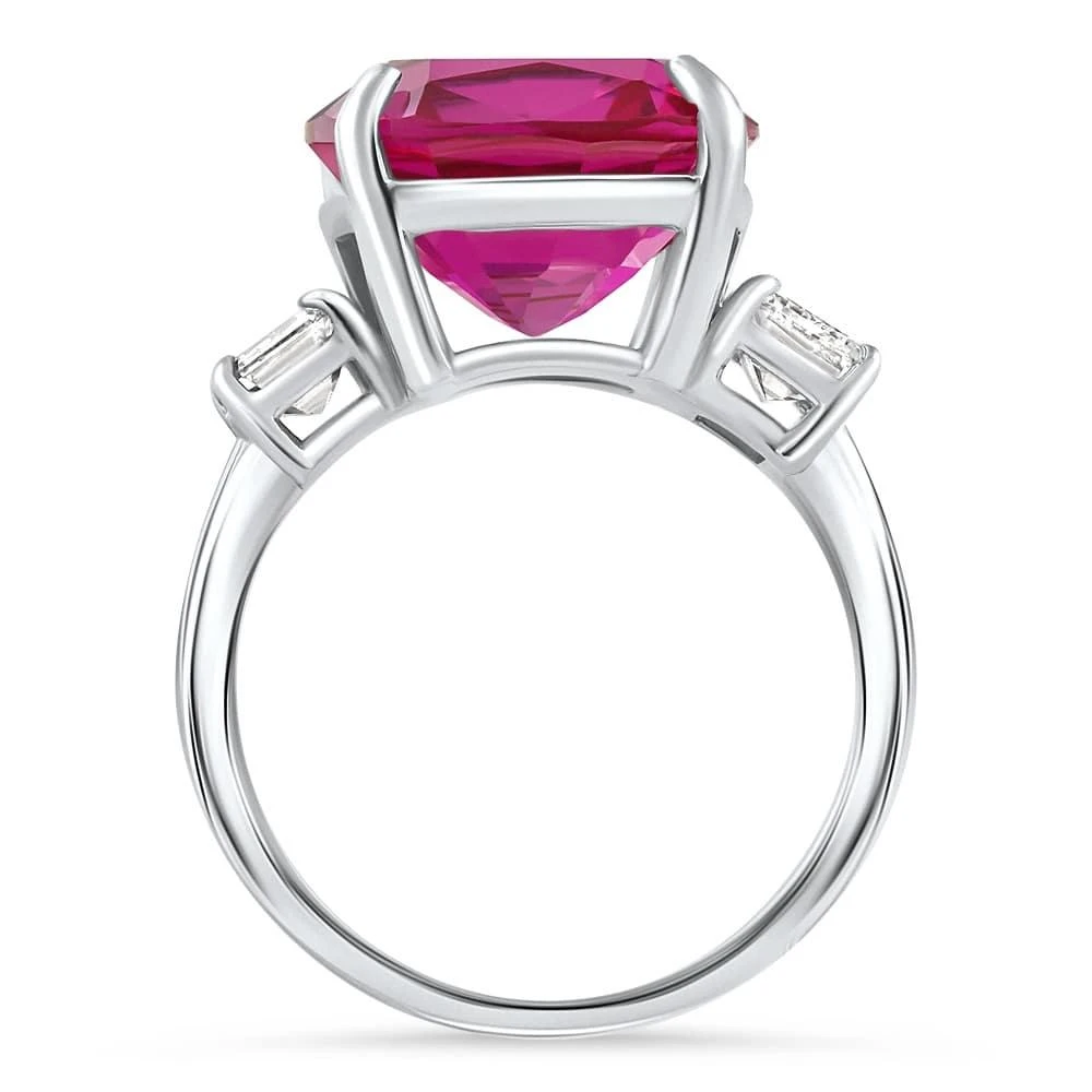 Pompeii3 8.50Ct Cushion Ruby 
Emerald Cut Diamond Ring 14k White Gold Lab Grown Size: 5.5 2
