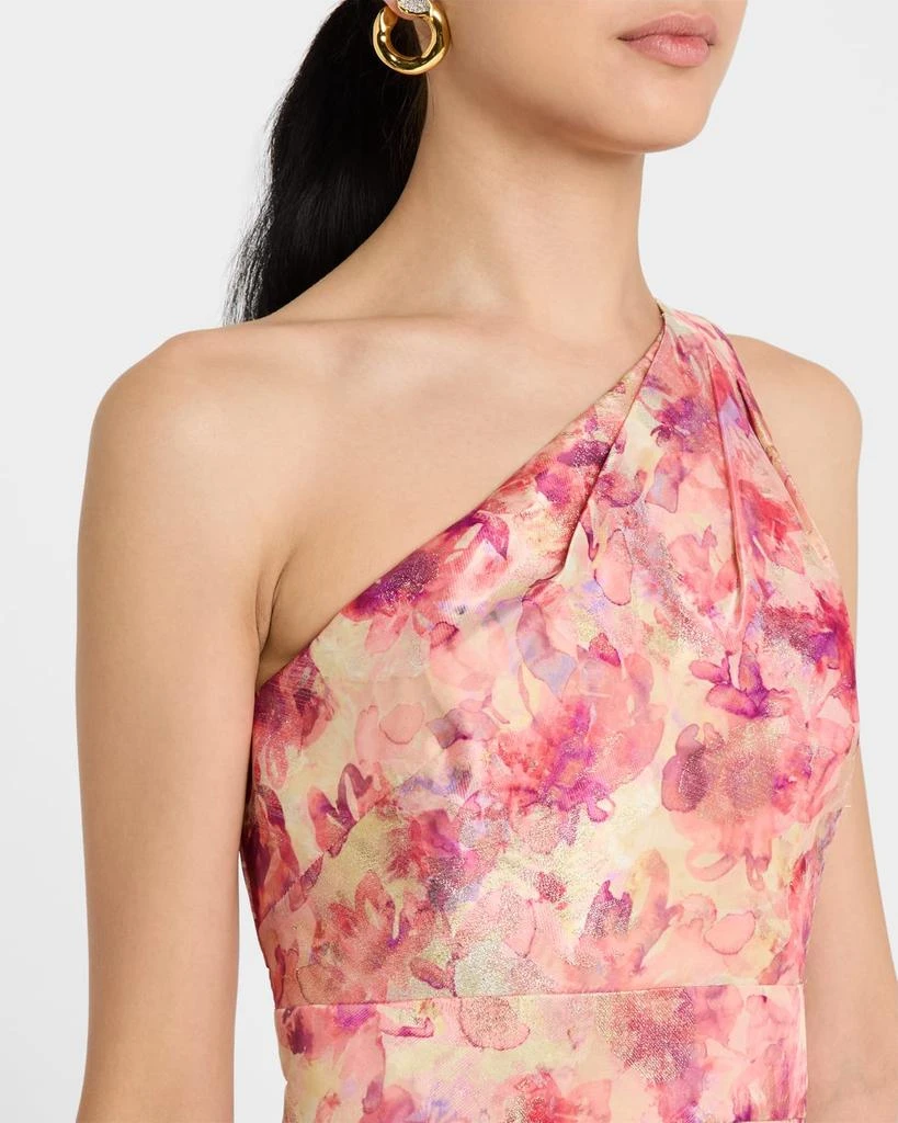 Aidan Mattox One-Shoulder Metallic Jacquard Gown 5