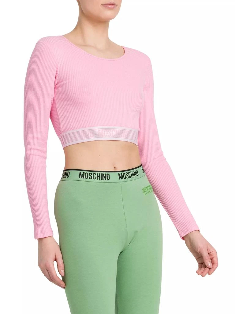 Moschino Logo-Banded Long-Sleeve Crop Top 4
