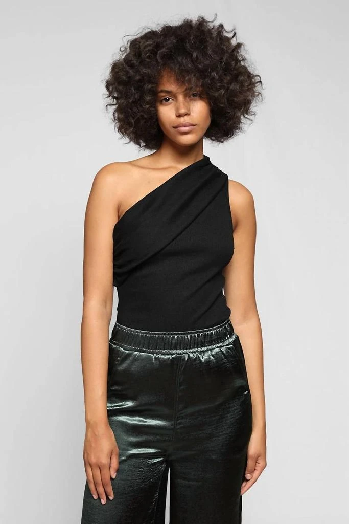 The Range One Shoulder Tank In Jet Black 3