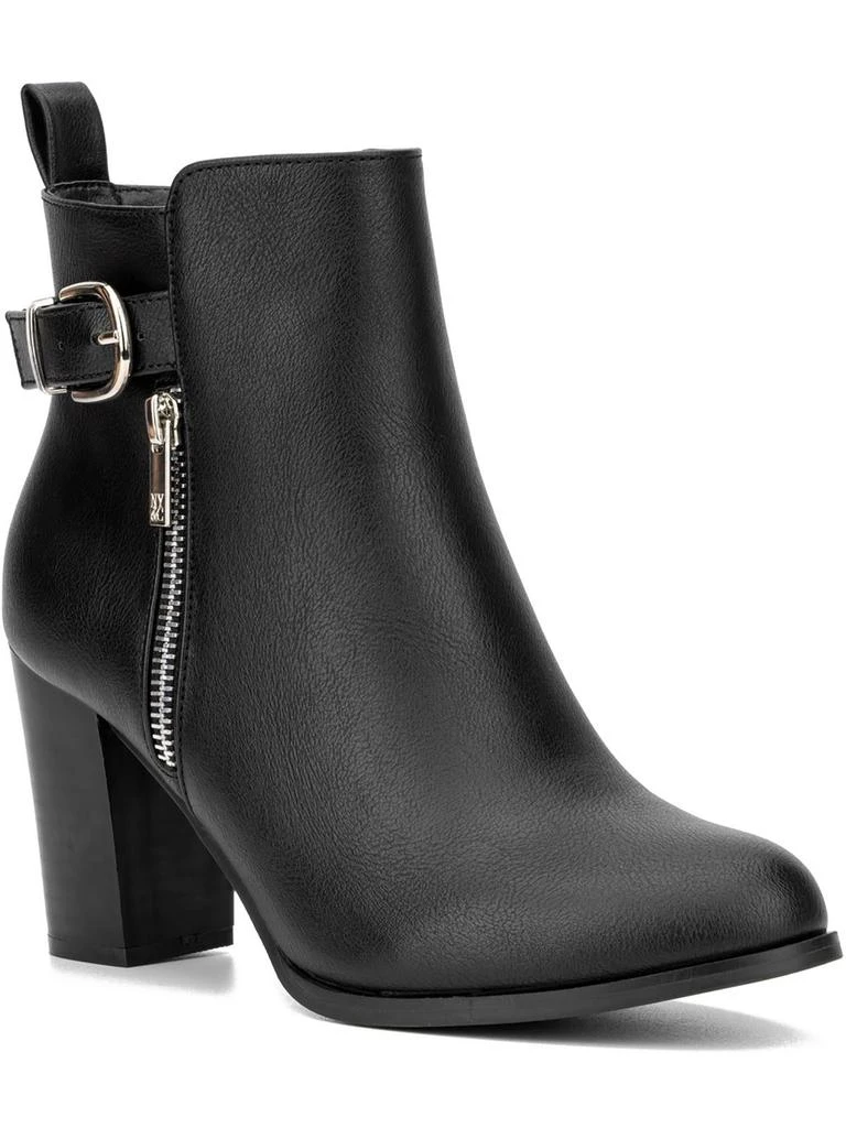 New York & Company Angie Womens Faux Leather Ankle Boots 1