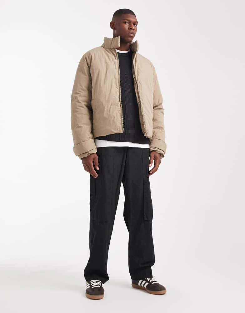 ASOS ASOS DESIGN puffer jacket with funnel neck in stone 2