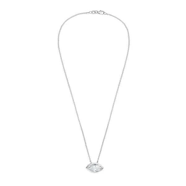 Diana M Jewels 14kt white gold lab grown east west marquise bezel pendant weighing 7.00 ct 2